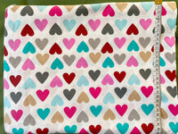 Cotton 100% Kids - colorful hearts on white background