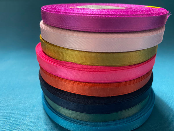 Satin ribbon 6mm width mix colors PER METER - Haberdashery
