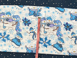 Cotton 100% Christmas - pattern with blue-gray snowmen on a white back