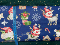 Cotton 100% Christmas - pattern sprites with mice on a navy back Gnomes,Gonk