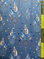 Cotton 100% Patterned - dream catcher on a blue background
