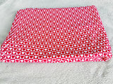 Cotton 100% Patterned - MINI heart w red and white squares