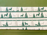 Cotton 100% Christmas - Christmas pattern MINI reindeer w green stripes on white