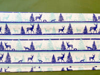 Cotton 100% Christmas - Christmas pattern MINI reindeer w blue stripes on white