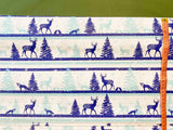 Cotton 100% Christmas - Christmas pattern MINI reindeer w blue stripes on white