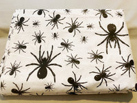 Cotton 100% Patterned - black spiders on white background halloween