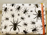 Cotton 100% Patterned - black spiders on white background halloween
