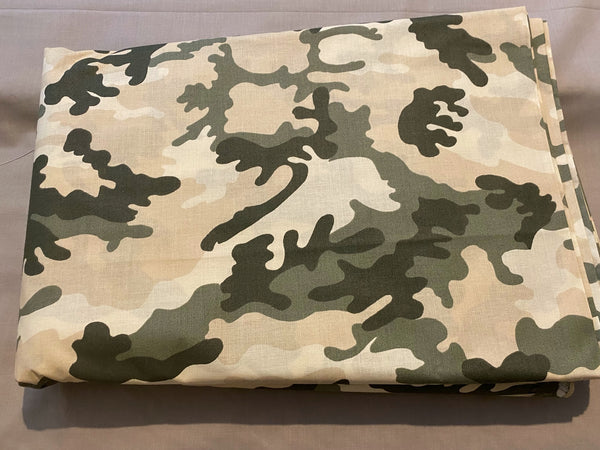 Cotton 100% Patterned - beige-green-sand camouflage