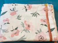 Cotton 100% Patterned - pink poppies flowers on an ecru background - poppy