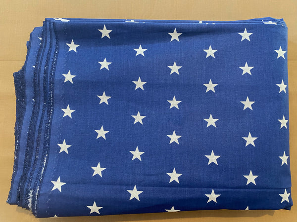 Cotton 100% Patterned - white stars on a navy blue background 20mm