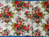 Cotton 100% Patterned -  flowers red-black roses on an ecru background