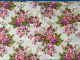 Cotton 100% Patterned -  red-fuchsia roses flowers on ecru background