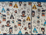 Cotton 100% Kids - Colorful Indians on ecru background