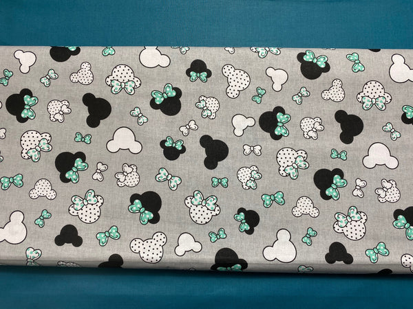 Cotton 100% Kids - Mickey little black mint with bow on gray background miki