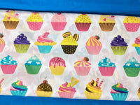 Cotton 100% Kids -  colorful cupcakes on white background