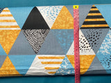 Cotton 100% Patterned - TURQUOISE GOLD TRIANGLES