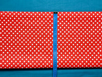 Cotton 100% Patterned - Hearts in rows in white on a red background