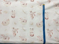 Cotton 100% Premium Digital Print - rabbits in the sky bunnies