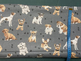 Cotton 100% Kids - beige and white dogs on a dark gray background