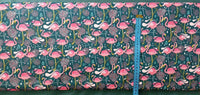 Cotton 100% Patterned - pink flamingos on an emerald background