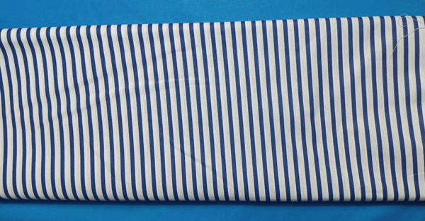 Cotton 100% Patterned - navy blue stripes on a white background