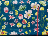 Cotton 100% Patterned - spring flowers on an emerald background large