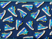 Jersey Knits - Jersey knit digital print sneakers on a navy blue background