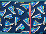 Jersey Knits - Jersey knit digital print sneakers on a navy blue background