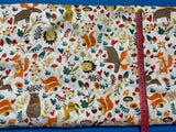 Cotton 100% Kids - moose with orange-beige animals in the meadow on a white background