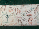 Waterproof Polyester - Giraffes and trees on a white background