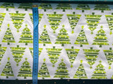 Cotton 100% Christmas - Christmas tree pattern in green rows on a white background