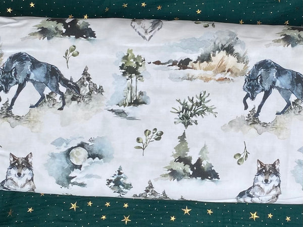 Cotton 100% Premium - wolf and dog with a tree