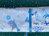 Cotton 100% Christmas - Christmas sprite pattern blue with a reindeer on the sky back gnomes,gonk