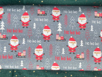 Cotton 100% Christmas - Santas clauses on dark grey back