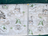 Cotton 100% Christmas - green sprites with stars on a gray back Gnomes,gonk
