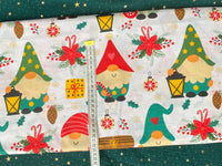 Cotton 100% Christmas - pattern colorful sprites with lanterns on a white back gnomes