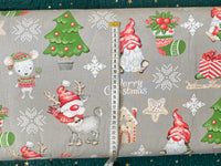 Cotton 100% Christmas - pattern sprites with mice on a gray back Gnomes,Gonk