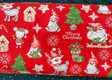 Cotton 100% Christmas - pattern sprites with mice on a red back Gnomes,Gonk