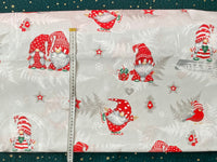 Cotton 100% Christmas - pattern sprites with fern leaves on a gray back Gnomes,Gonk