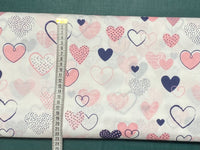 Cotton 100% Kids - pink & navy hearts on white back
