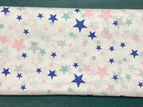 Cotton 100% Patterned - navy pink-pink constellation on white background stars