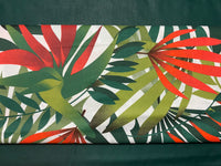 Cotton 100% Patterned - Green-red palm leaves on a white back