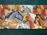 Cotton 100% Patterned - brown & gray horses on gray back