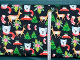 Jersey Knits digital print - teddy bears with deers on a black back