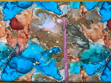 French Terry digital print - BROWN-BLUE MARBLE