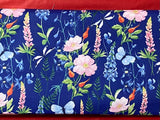 Cotton 100% Patterned - meadow with lupine flowers on a sapphire back