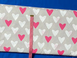 Cotton 100% Kids - white & pink hearts on grey back