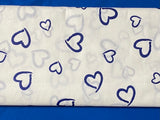 Cotton 100% Kids - blue hearts on white back