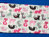 Cotton 100% Kids - pink-gray cats on a white back