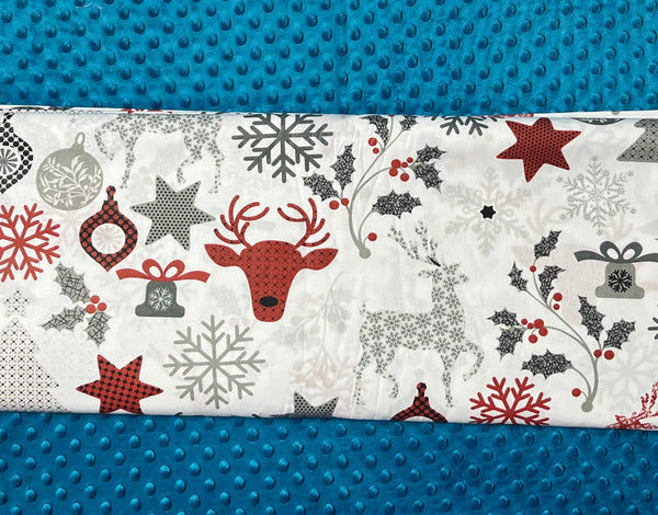 Cotton 100% Christmas - deer with trees on a white background